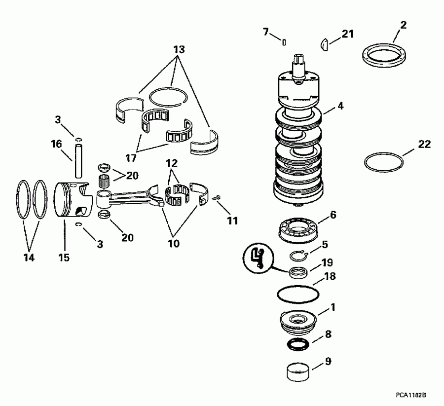 ����� Evinrude SE105WRPLV 1998  - ank��� & ������� / ankshaft & Piston
