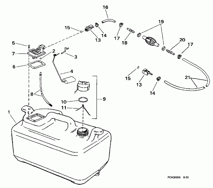 �������� ����� Evinrude SE10RPY 1998  -  6 Gallon -- 15kc Models Only