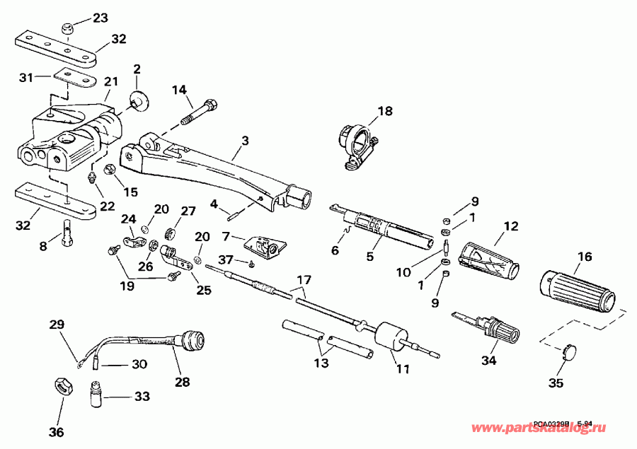 ��������� Evinrude SE125RWYN 1998  - eering Handle - ee������ Handle