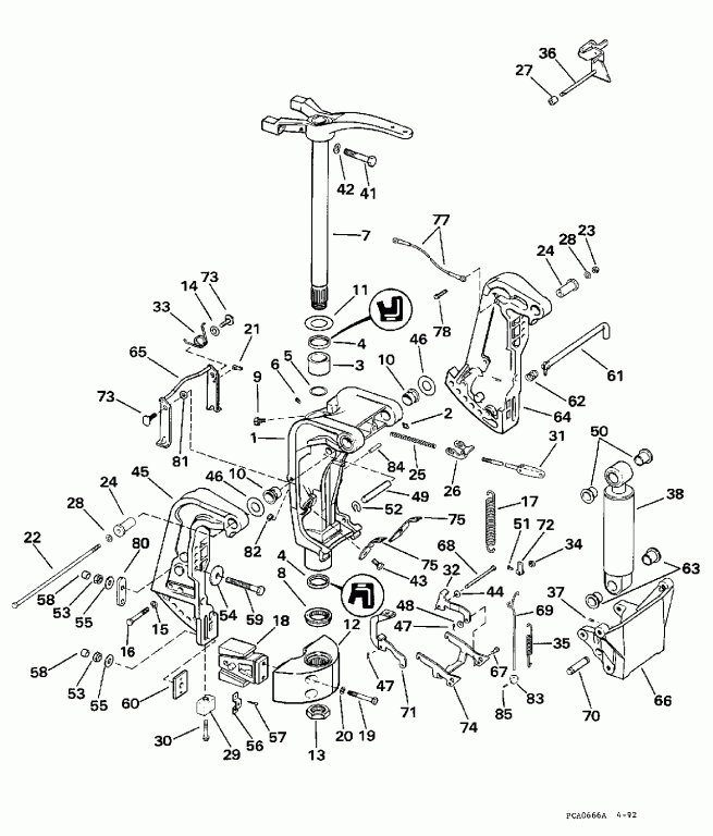 ��������� �������� ����� EVINRUDE SE125RWYN 1998  - ern & Swivel Bracket / ern & ���������� ���������