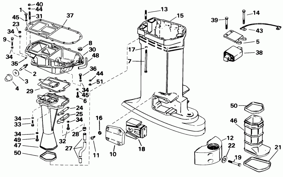 ��������� �������� ����� Evinrude SE125WTPLN 1998  - haust Housing - haust ������