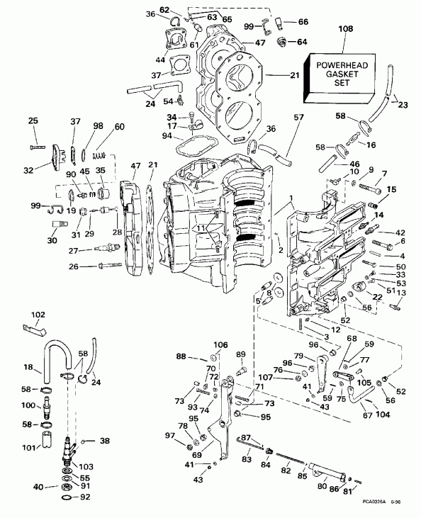 ��������� �������� ����� ������� SE125WTPXN 1998  - linder & Crankcase - linder & ������ ���������
