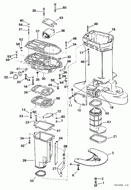 ��������� ��������� EVINRUDE SE200WTPLG 1998  - haust ������ - haust Housing