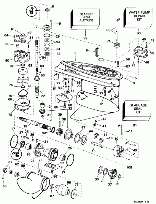  Evinrude SE225QXECC 1998  -  Standard Rotation -- Gl, Sl, & Stl Models / �������� Rotation -- Gl, Sl, & Stl Models