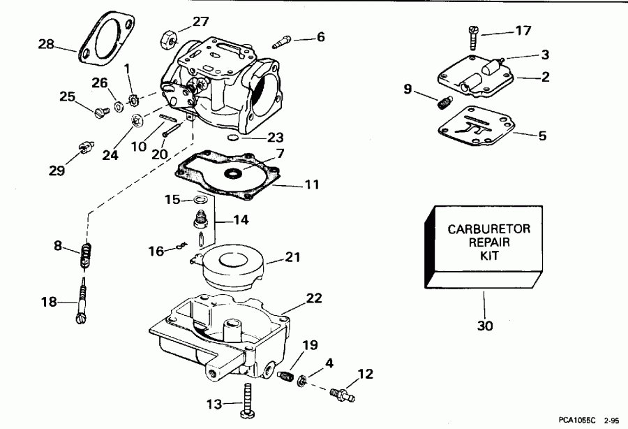 ����� Evinrude SE25RDECA 1998  - rburetor 25ba, 25rd, 30ba, 25jr - rburetor 25ba, 25rd, 30ba, 25jr