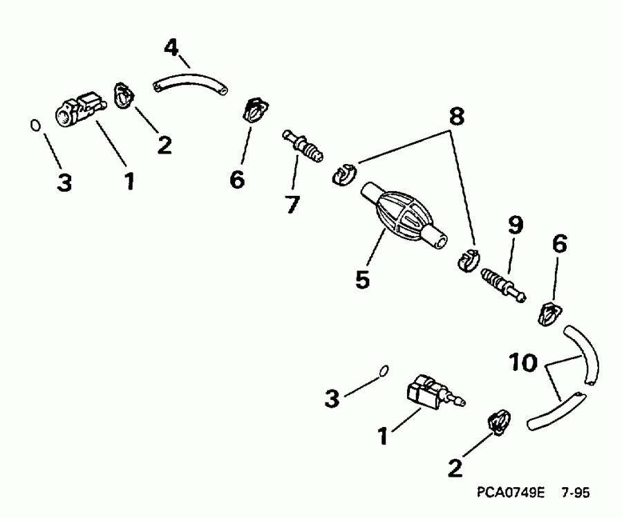 ��������� �������� ����� Evinrude SE35RWLECS 1998  - 5 / 16 ���� I.d. /  5/16 In. I.d.