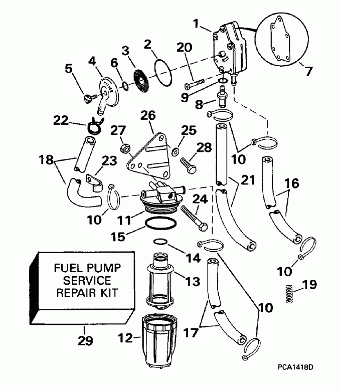 ��������� ��������� Evinrude SE65RSLD 1998  - el ����� & ������ - el Pump & Filter