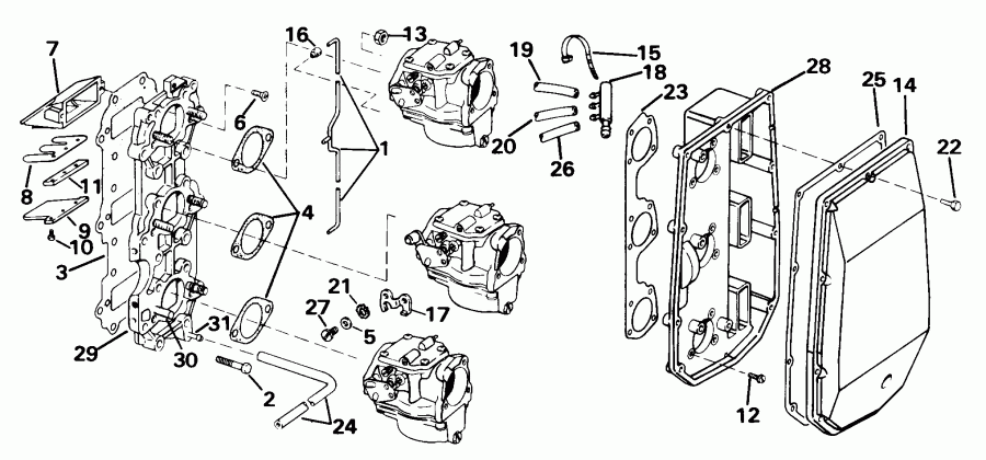 ��������� EVINRUDE SE65RSLD 1998  - take ��������� & Air ��������� - take Manifold & Air Silencer