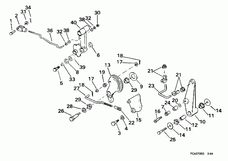 ��������� ����� EVINRUDE SE65RSYD 1998  - ift & Throttle Linkage - ift & ����������� ��������age