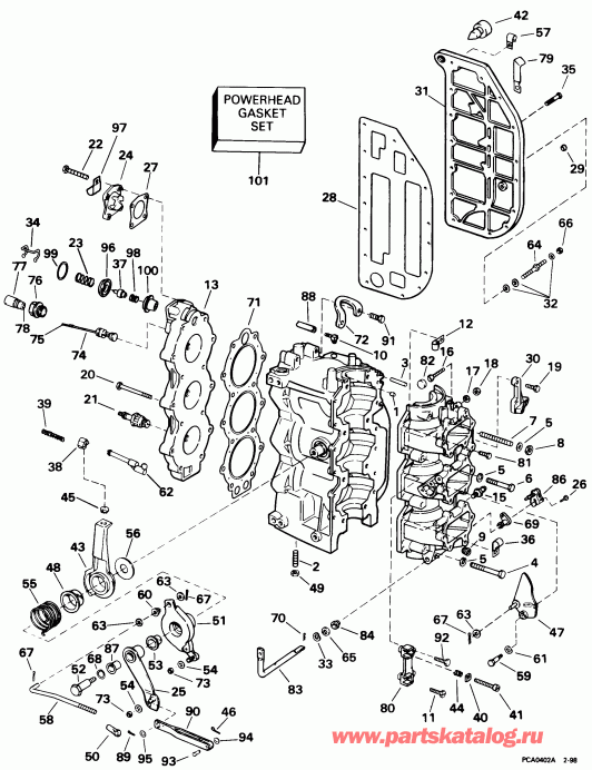 ��������� �������� ����� Evinrude SE65WMLD 1998  - linder & Crankcase - linder & ������ ���������