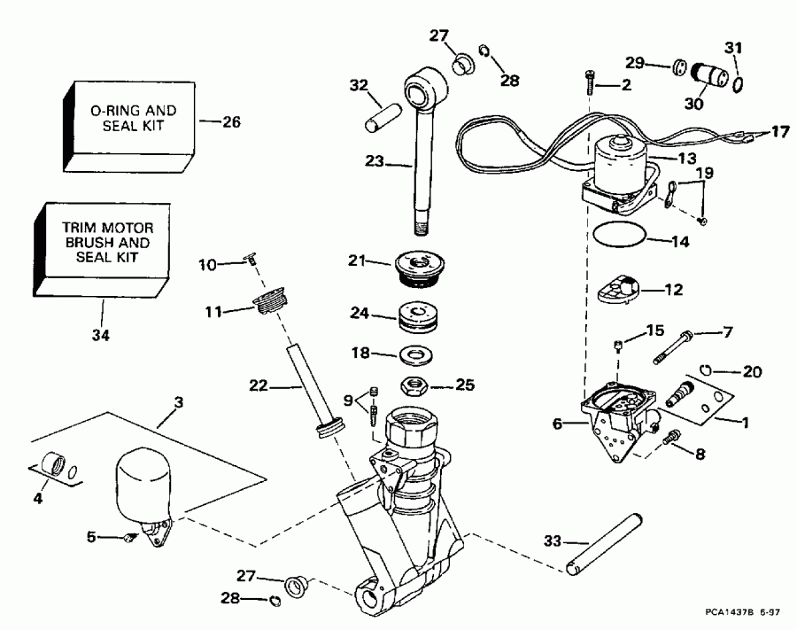 ��������� �������� ����� Evinrude XE115HLECM 1998  - wer Trim/tilt Hydraulic Assembly - wer Trim / tilt Hydraulic Assembly