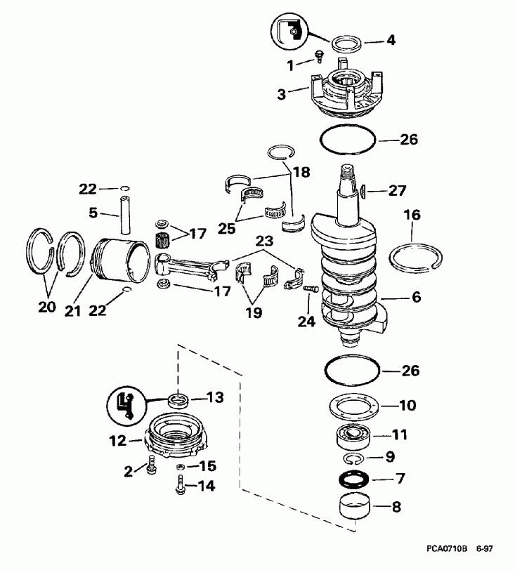 ����� Evinrude XE90TSLECM 1998  - ankshaft & Piston