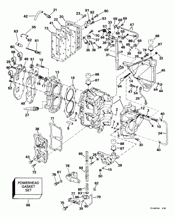 ��������� Evinrude BE30BAEEC 1999  - linder & Crankcase / linder & ������ ���������
