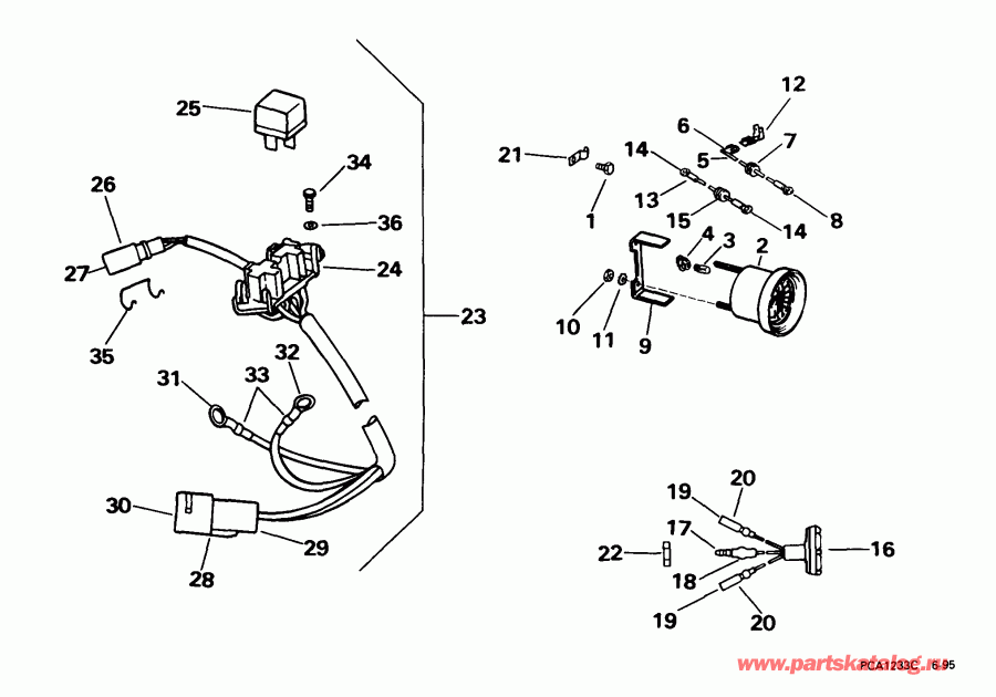��������� ��������� Evinrude BE35KEEM 1999  - wer Trim / tilt ��������� / wer Trim/tilt Electrical