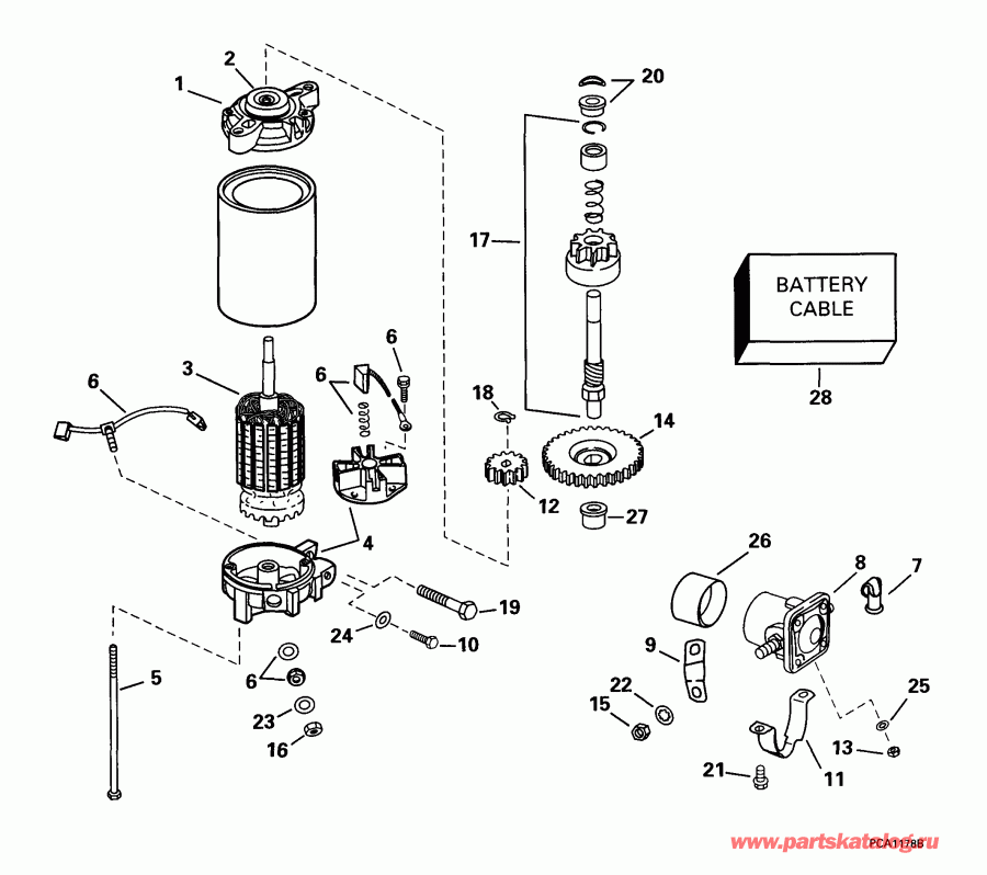 �������� ����� EVINRUDE E100WPLEEC 1999  - ectric ������� & Solenoid - ectric Starter & Solenoid