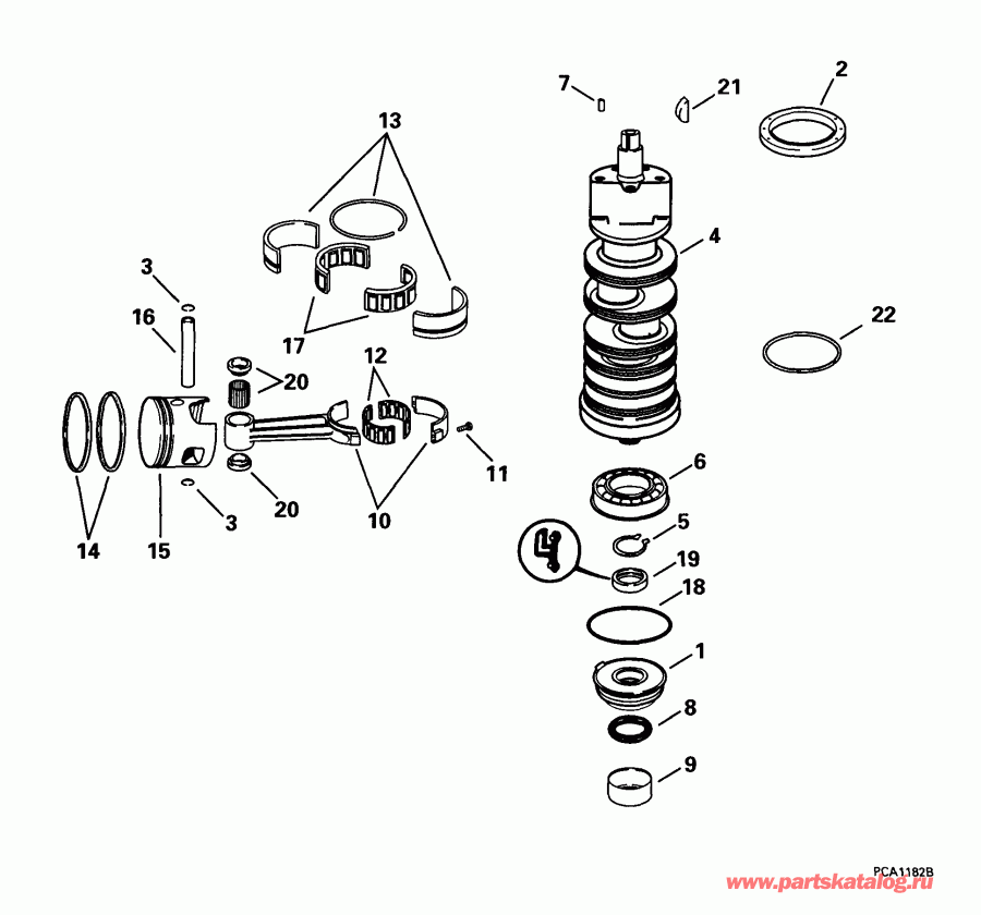  Evinrude E105WELEES 1999  - ank��� & ������� / ankshaft & Piston