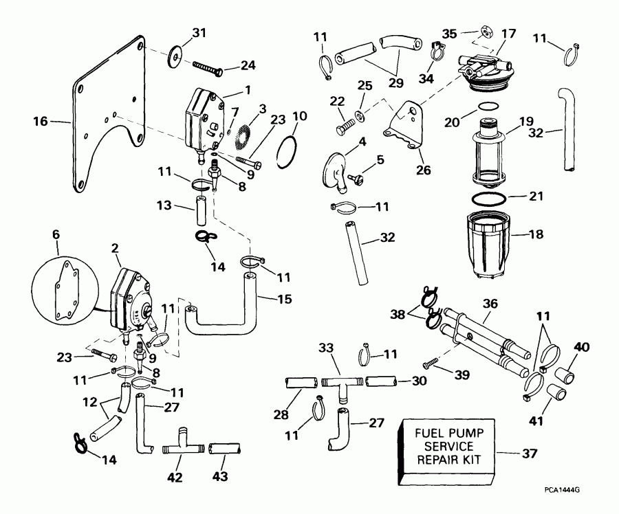 ��������� �������� ����� Evinrude E105WELEES 1999  - el ����� & ������ - el Pump & Filter