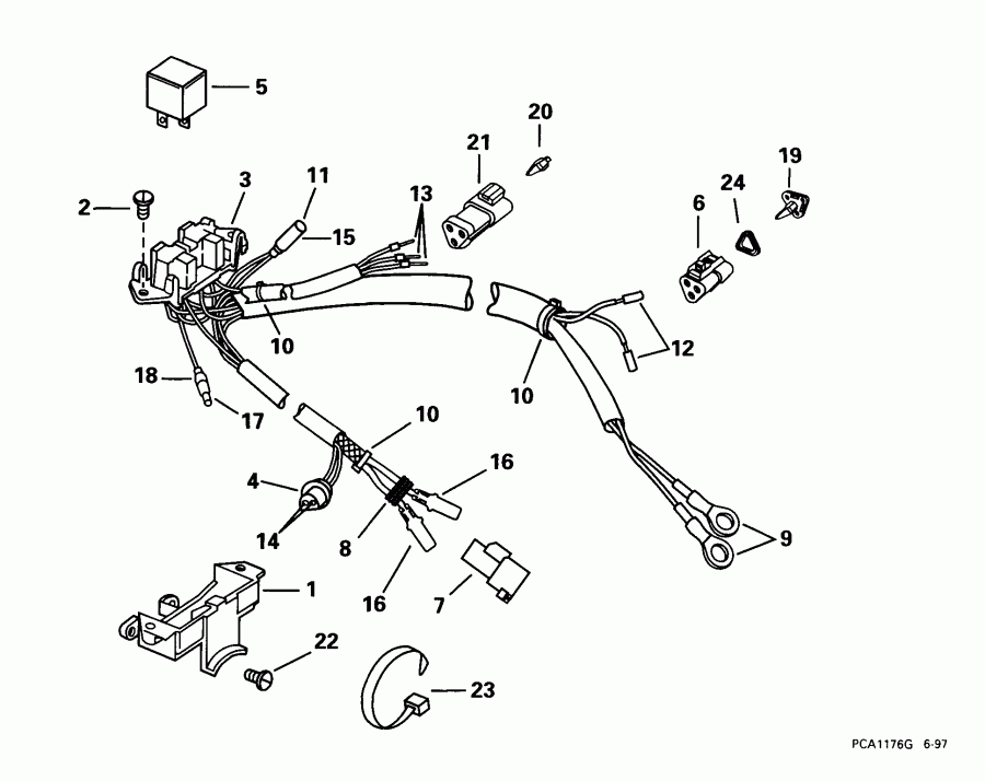 ��������� �������� ����� EVINRUDE E105WPLEES 1999  - wer Trim / tilt ��������� / wer Trim/tilt Electrical