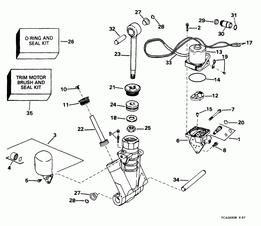 ��������� ��������� Evinrude E105WPXEES 1999  - wer Trim/tilt Hydraulic Assembly / wer Trim / tilt Hydraulic Assembly