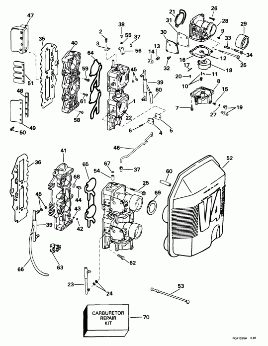 �������� ����� EVINRUDE E105WRLEES 1999  - rburetor & Intake Manifold - rburetor & �������� ���������
