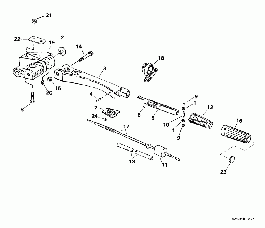��������� �������� ����� EVINRUDE E105WRLEES 1999  - eering Handle / ee������ Handle