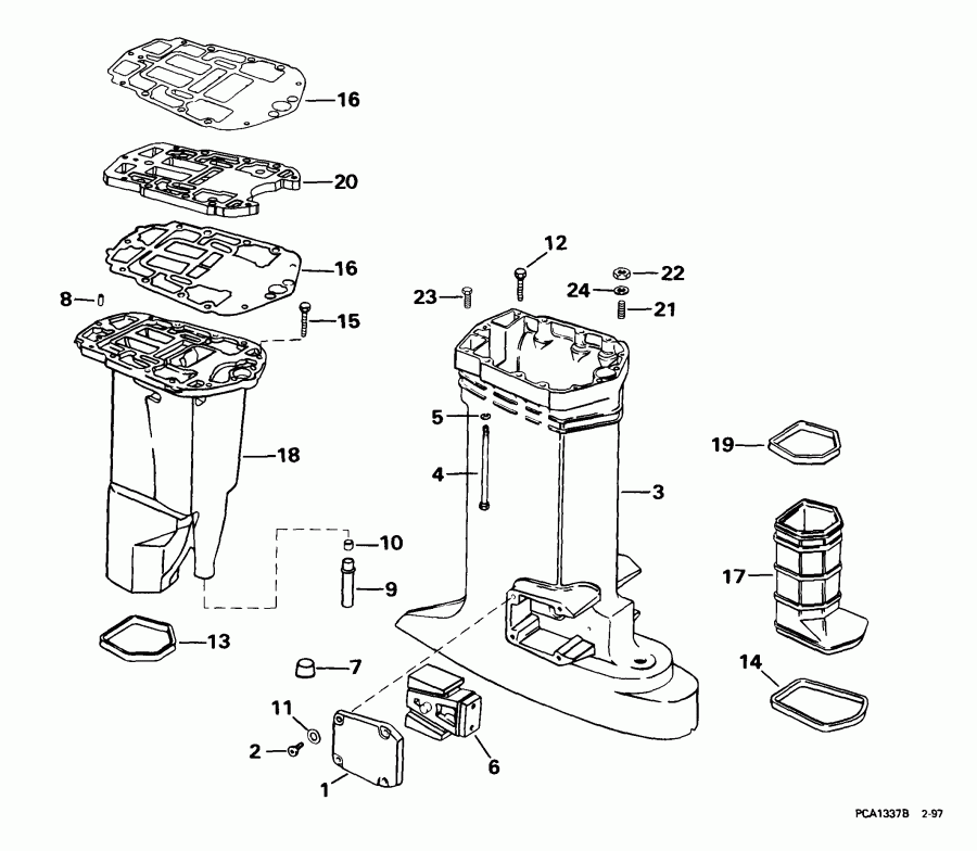 �������� ����� Evinrude E105WRYEES 1999  - haust Housing / haust ������
