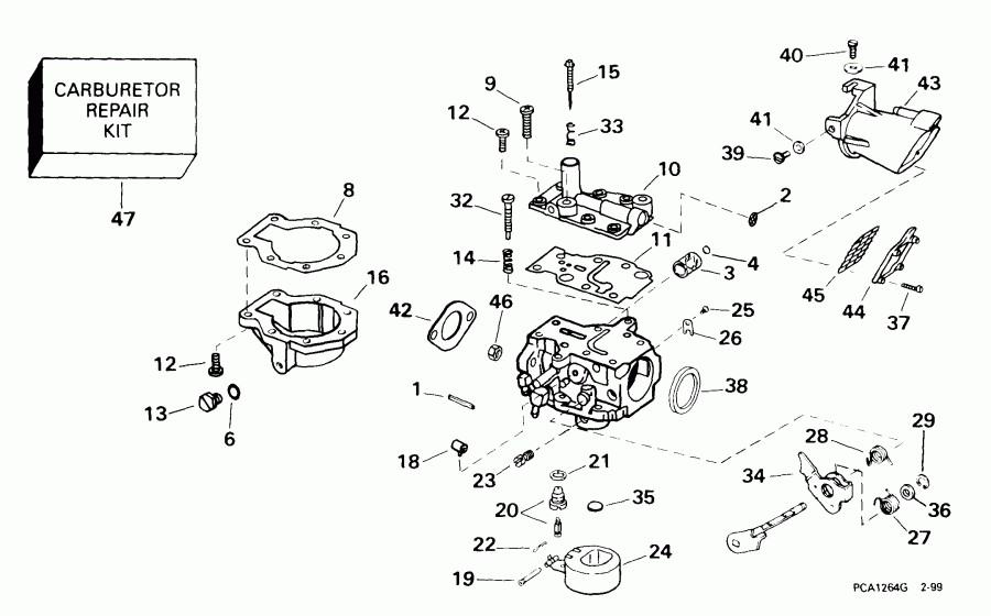 ��������� �������� ����� EVINRUDE E10R4EEB 1999  -  9.9 Hp / 9.9 Hp