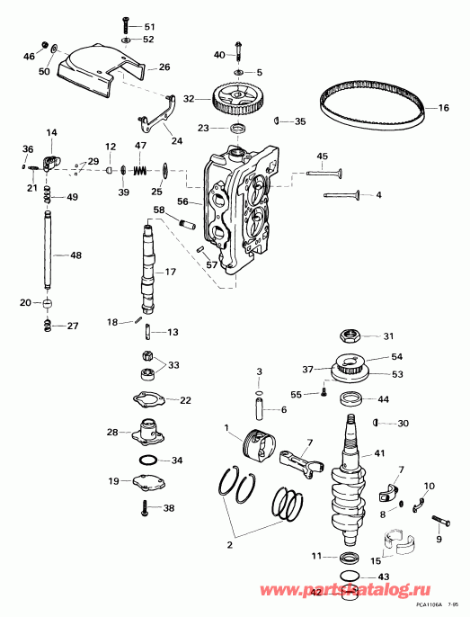 ��������� �������� ����� EVINRUDE E10R4EEB 1999  - linder Head & Crankshaft