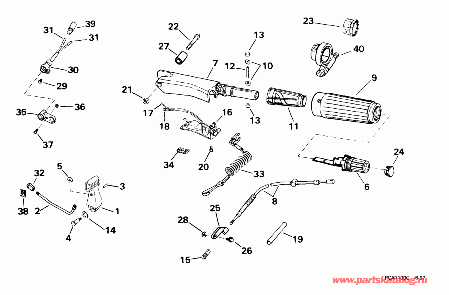 �������� ��������� ����� EVINRUDE E10R4EEB 1999  - ee������ & ������������� Handle - eering & Shift Handle