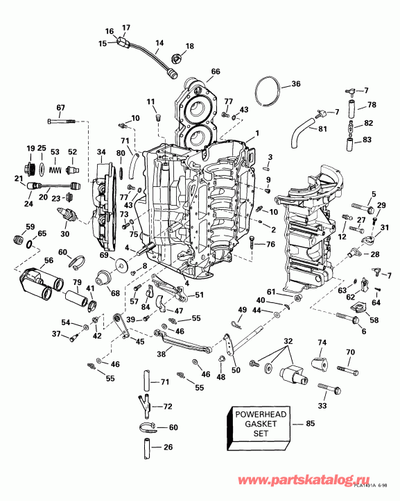 ��������� ����� EVINRUDE E115FPXEEN 1999  - linder & Crankcase