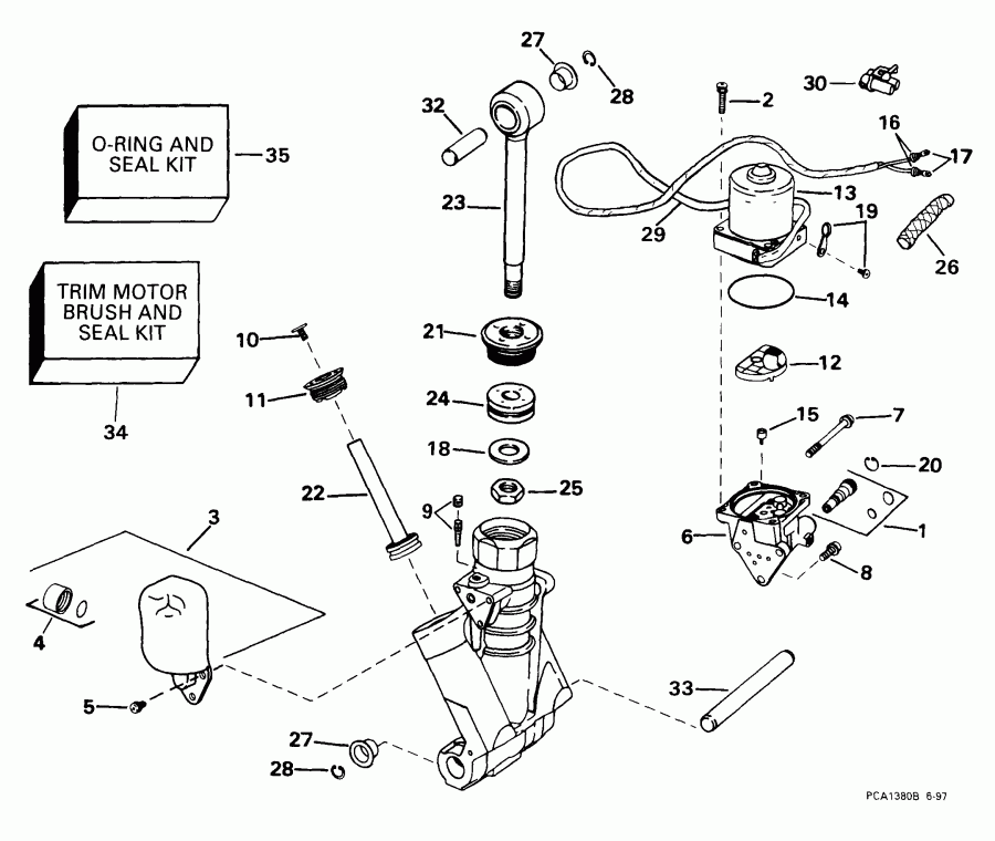 �������� ��������� ����� EVINRUDE E115FPXEEN 1999  - wer Trim/tilt Hydraulic Assembly / wer Trim / tilt Hydraulic Assembly