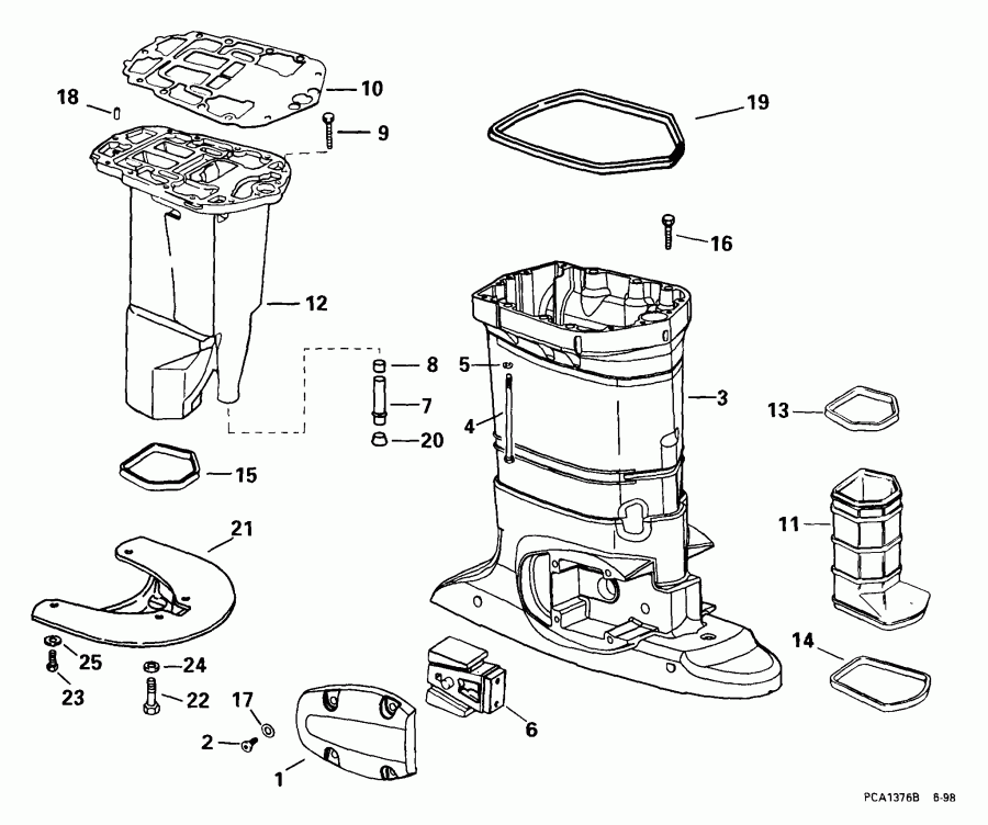 �������� ����� EVINRUDE E150FPLEEO 1999  - haust ������ - haust Housing