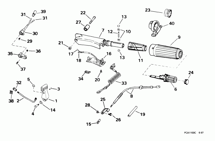 ��������� �������� ����� Evinrude E15EBL4EEB 1999  - eering & Shift Handle / ee������ & ������������� Handle