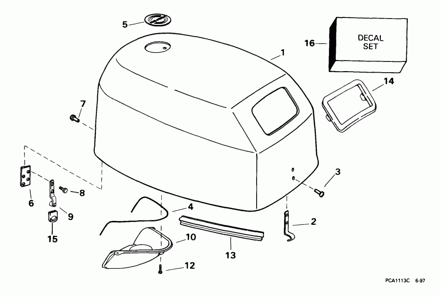 ��������� �������� ����� EVINRUDE E15R4EEB 1999  - gine ������ / gine Cover