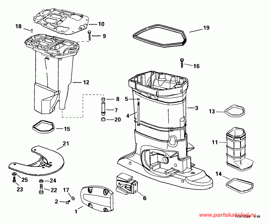 ��������� ��������� EVINRUDE E175FPXEEN 1999  - haust Housing