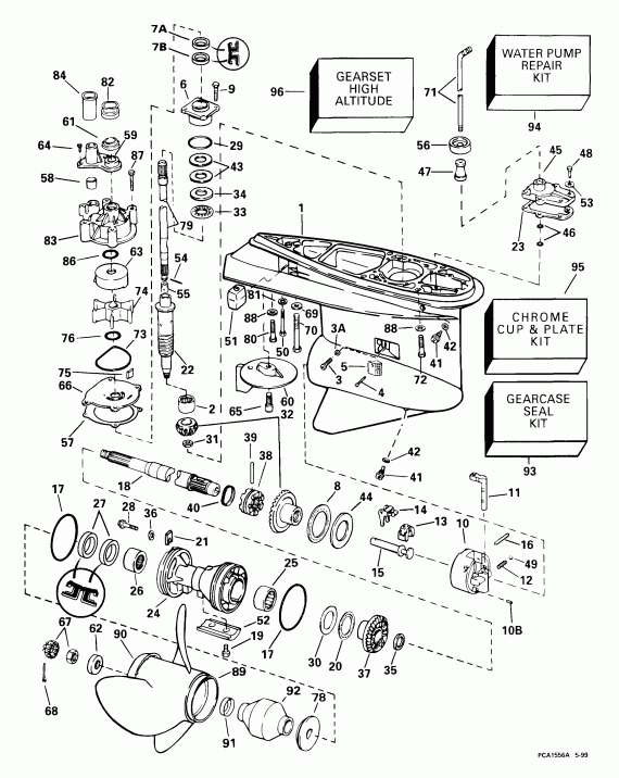 ��������� ��������� EVINRUDE E175FSLEES 1999  -  Standard Rotation -- Fsl, Fpx Models