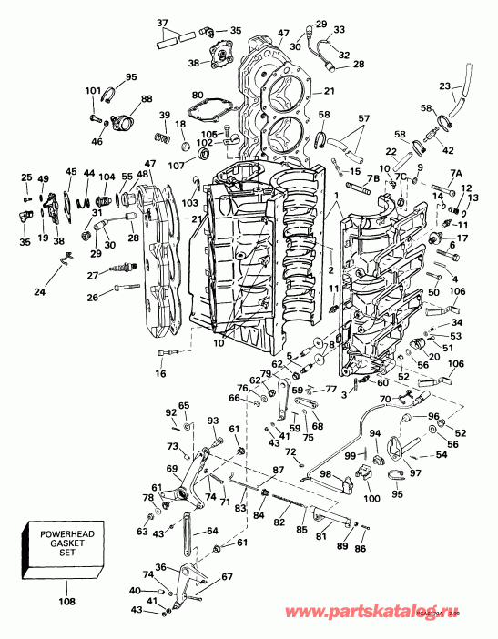 ��������� ����� EVINRUDE E200WPXEES 1999  - linder & ������ ��������� - linder & Crankcase