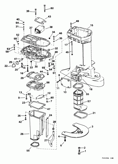 ��������� ��������� EVINRUDE E200WPXEES 1999  - haust Housing