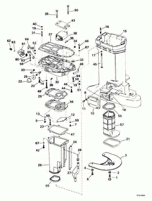 ��������� ����� Evinrude E225FPLEES 1999  - haust ������ - haust Housing