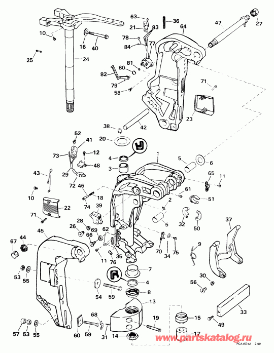 ��������� �������� ����� EVINRUDE E225FPZEEN 1999  - ern & ���������� ��������� / ern & Swivel Bracket
