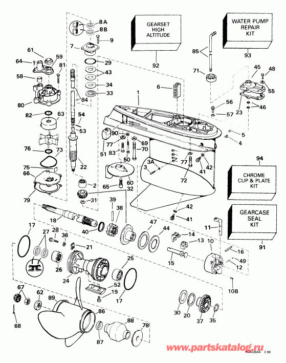 �������� ����� Evinrude E225FPZEEO 1999  -  Standard Rotation -- Fpl, Fsl Models / �������� Rotation -- Fpl, Fsl Models