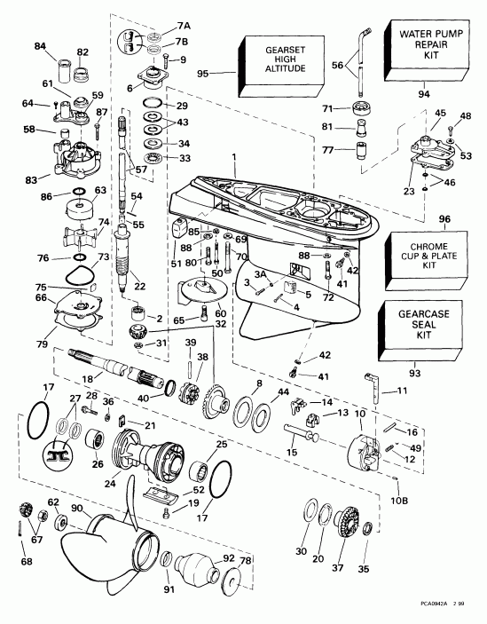 ��������� �������� ����� Evinrude E225FPZEEO 1999  -  Standard Rotation -- Fpx, Fpz Models - �������� Rotation -- Fpx, Fpz Models
