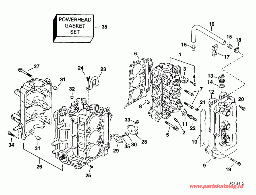 ��������� Evinrude E40PL4EES 1999  - linder & ������ ��������� - linder & Crankcase
