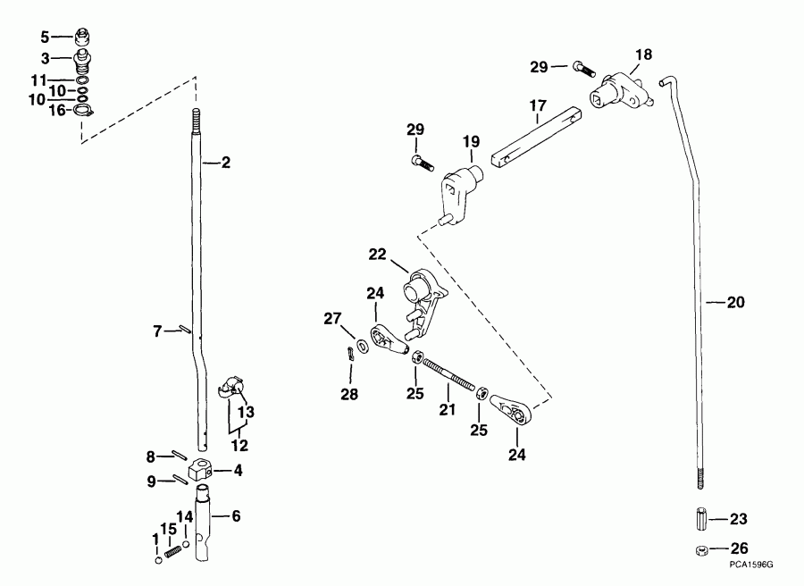 ��������� ����� Evinrude E40PL4EES 1999  - ift Rod & Lever / ift ���� & �����