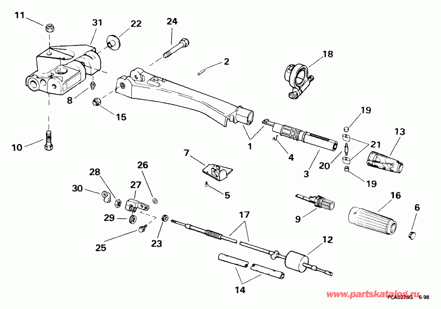 �������� ��������� ����� Evinrude E40WREES 1999  - eering Handle / ee������ Handle
