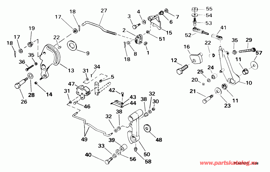 ��������� Evinrude E55WRYEES 1999  - ift & Throttle Linkage