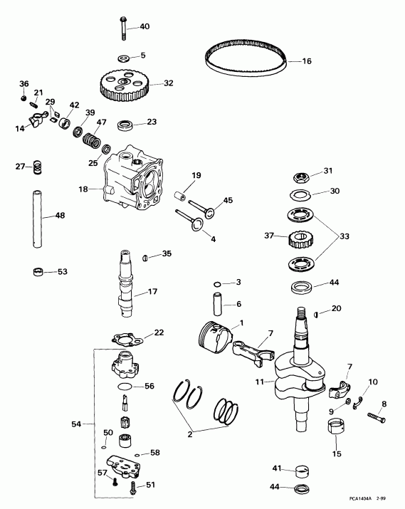 ����� Evinrude E5R4EEM 1999  - linder Head & �������� / linder Head & Crankshaft