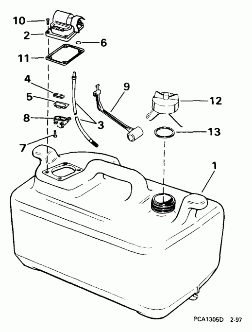 ��������� ��������� EVINRUDE E65WRLEES 1999  - 6 ������ /  6 Gallon