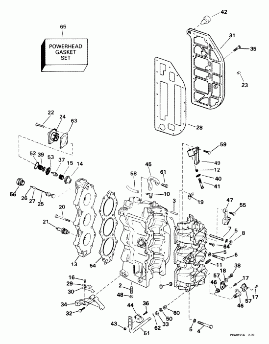 ��������� Evinrude E65WRYEEO 1999  - linder & ������ ��������� - linder & Crankcase