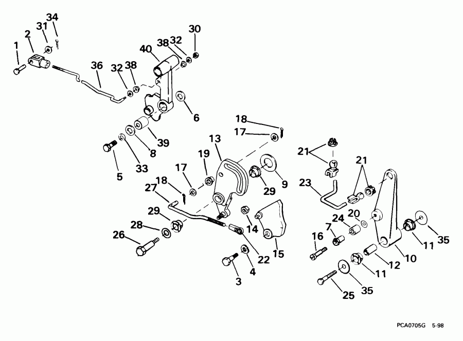 �������� ����� Evinrude E65WRYEEO 1999  - ift & Throttle Linkage